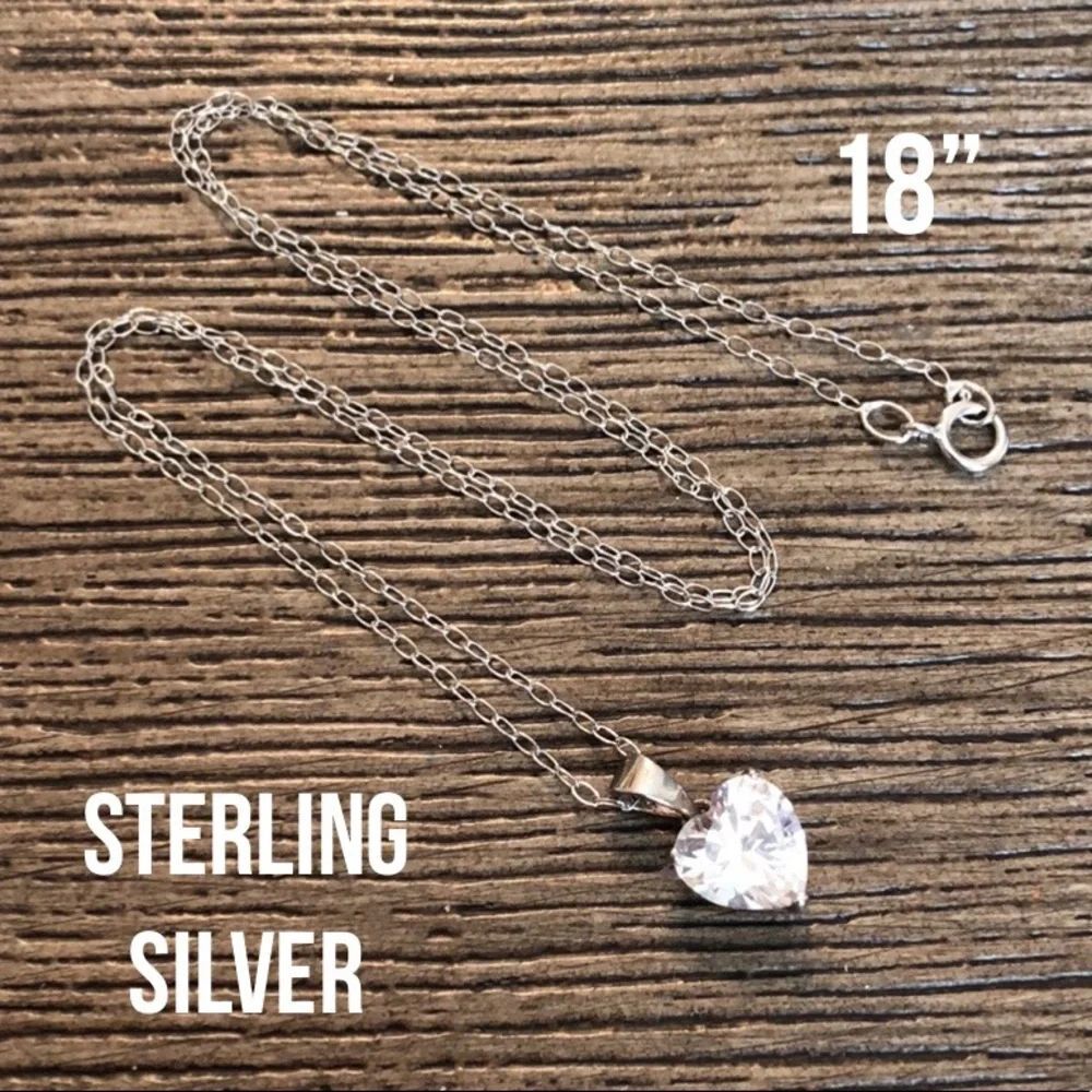 Sterling Silver Chain with Heart Shaped CZ Pendant